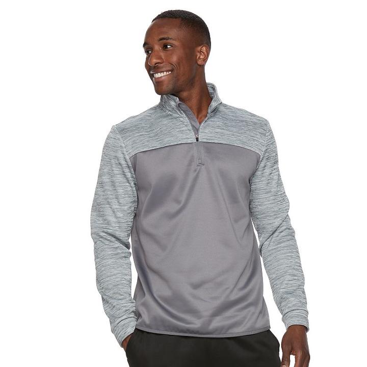 Men's Tek Gear&reg; Space-dyed Performance Quarter-zip Fleece, Size: Medium, Med Grey