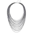 Gray Cord & Curved Bar Multi Strand Necklace, Women's, Grey