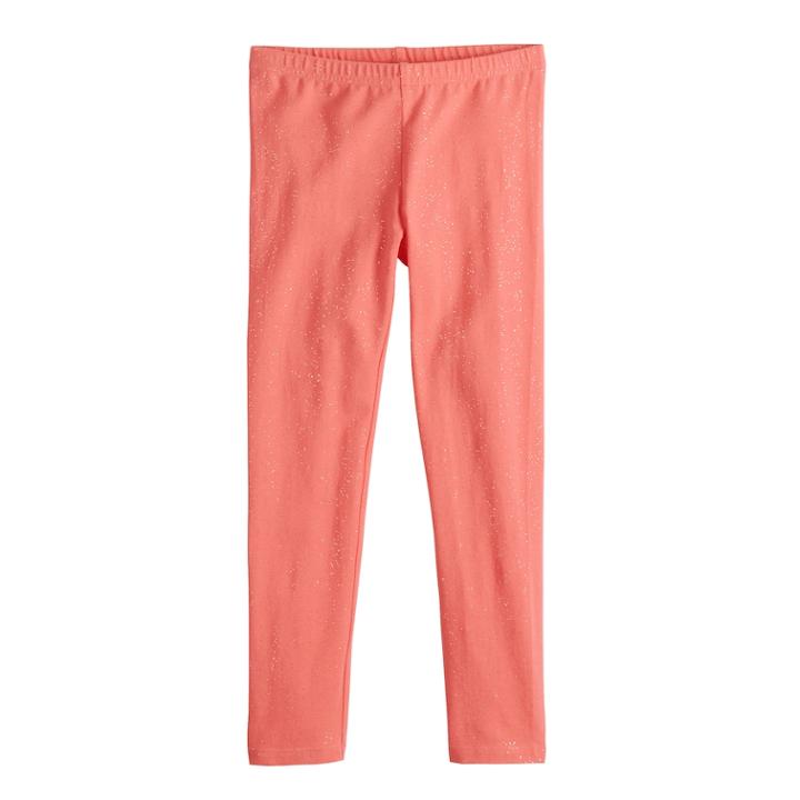 Girls 4-10 Jumping Beans&reg; Glittery Full-length Leggings, Size: 10, Lt Orange