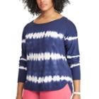 Plus Size Chaps Tie-dye Scoopneck Sweater, Women's, Size: 1xl, Blue