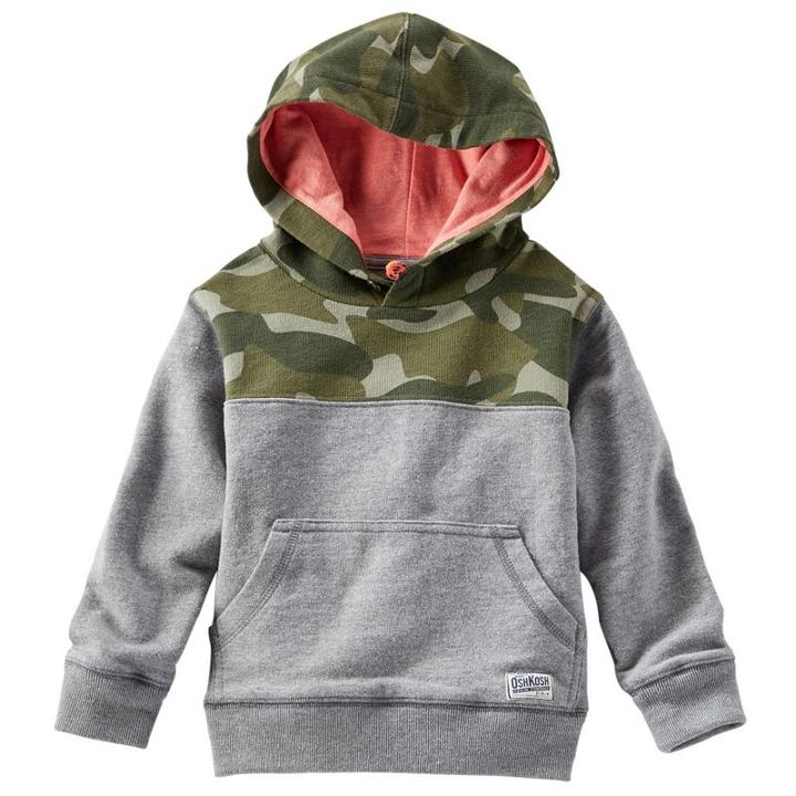 Boys 4-7 Oshkosh B'gosh&reg; Camo-block Hoodie, Boy's, Size: 5, Light Grey