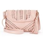 Kiss Me Couture Tassel & Whipstitch Flap Crossbody Bag, Women's, Pink