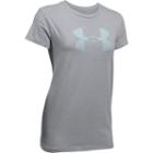 Women's Under Armour Stripe Big Logo Graphic Tee, Size: Xs, Dark Grey
