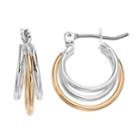 Two Tone Triple Hoop Earrings, Girl's, Multicolor