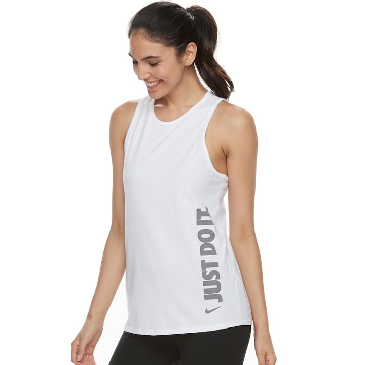 Women's Nike Dry Training Just Do It Graphic Tank, Size: Small, White