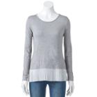 Women's Elle&trade; Pleated Mock-layer Top, Size: Large, Light Grey