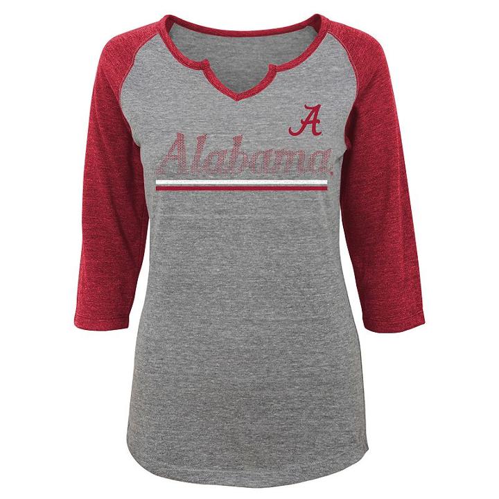 Juniors' Alabama Crimson Tide Over The Line Tee, Women's, Size: Medium, Dark Grey