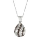 Sterling Silver 1/5 Carat T.w. Black & White Diamond Teardrop Pendant Necklace, Women's, Size: 18
