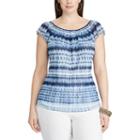 Plus Size Chaps Tie-dye Off-the-shoulder Top, Women's, Size: 2xl, Blue