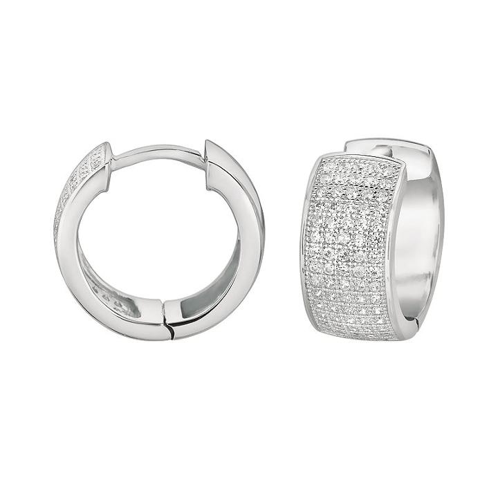 Sterling Silver Cubic Zirconia Hoop Earrings, Women's, White