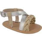 Baby Girl Wee Kids Braided Strappy Crib Sandals, Size: 2, Silver