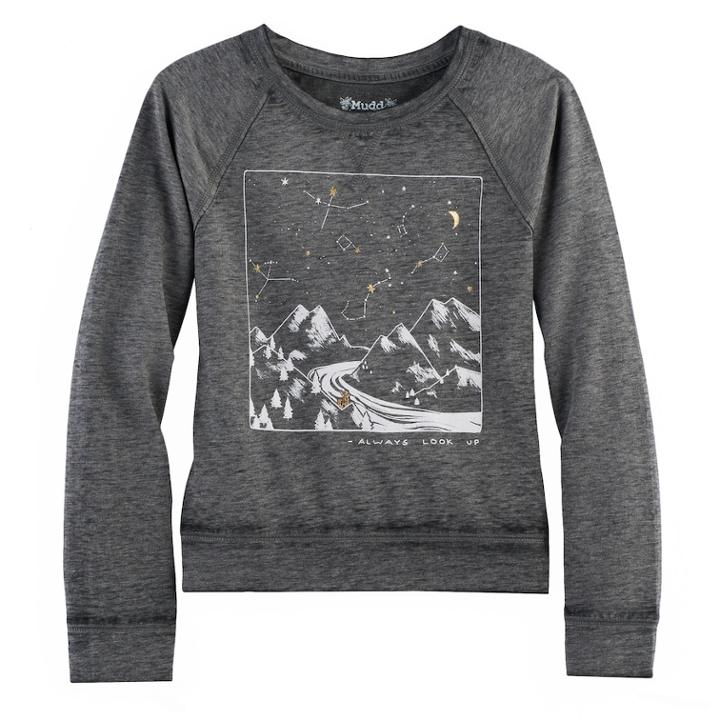 Girls 7-16 & Plus Size Mudd&reg; Graphic Pullover Sweatshirt, Size: 7-8, Black