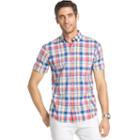 Men's Izod Dockside Classic-fit Plaid Chambray Woven Button-down Shirt, Size: Small, Med Pink