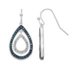 Silver Luxuries Crystal Double Teardrop Earrings, Women's, Blue