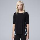 Women's Simply Vera Vera Wang Pleated Mixed-media Top, Size: Large, Dark Grey
