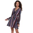 Juniors' Almost Famous Long Sleeve Peasant Dress, Teens, Size: Small, Blue (navy)