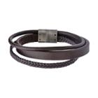 Men's Brown Leather Multistrand Bracelet, Size: 8.5