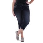 Juniors' Plus Size Amethyst Dark Wash Capri Jeans, Girl's, Size: 20 W, Dark Blue