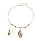 Bead & Marquise Necklace & Drop Earring Set, Women's, Brown