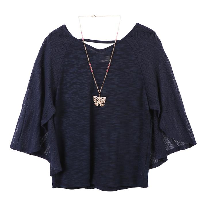 Girls 7-16 Speechless Capelet With Necklace, Size: Xl, Blue (navy)