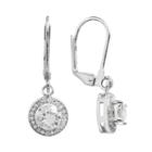 The Silver Lining Cubic Zirconia Silver Tone Halo Drop Earrings, Women's, White