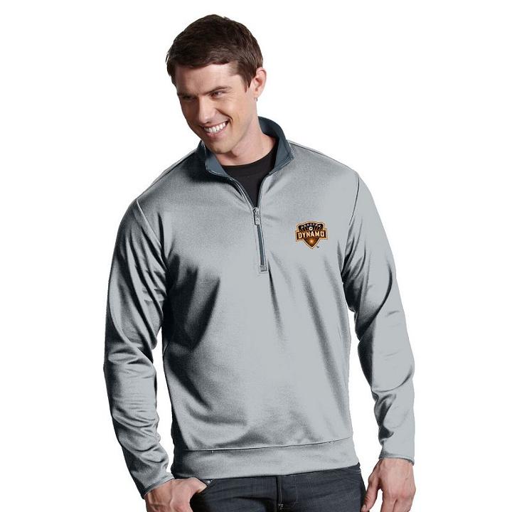 Men's Antigua Houston Dynamo Leader 1/4-zip Pullover, Size: Xxl, Silver