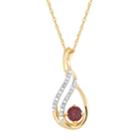 10k Gold Garnet & Diamond Accent Teardrop Wrap Pendant, Women's, Size: 18, Red