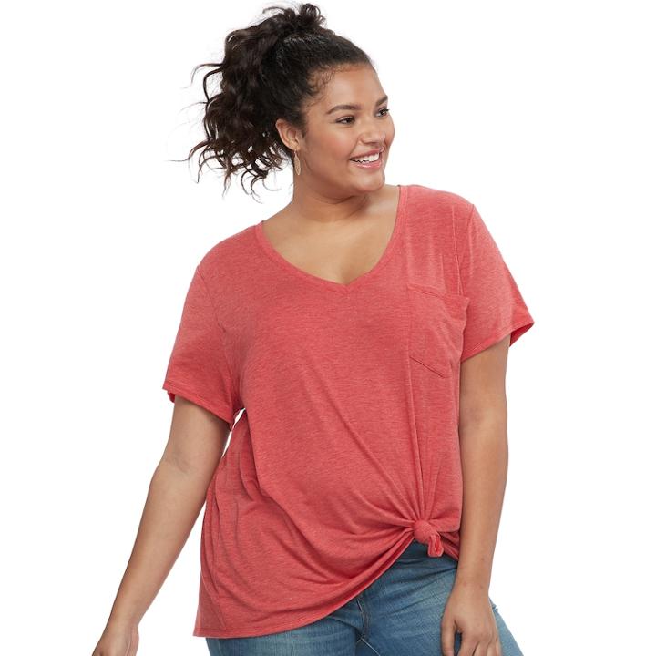 Juniors' Plus Size So&reg; Relaxed Pocket Tee, Teens, Size: 2xl, Med Red