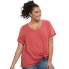 Juniors' Plus Size So&reg; Relaxed Pocket Tee, Teens, Size: 2xl, Med Red