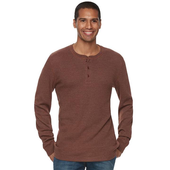 Men's Sonoma Goods For Life&trade; Classic-fit Soft-touch Stretch Thermal Henley, Size: Xl, Dark Green