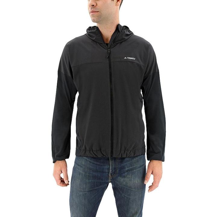 Men's Adidas Voyager Stretch Hooded Windbreaker Jacket, Size: Xxl, Black