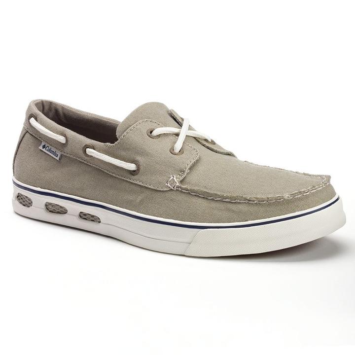 Columbia Vulc 'n Vent Men's Canvas Boat Shoes, Size: 10, Natural