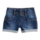 Girls 7-16 & Plus Size So&reg; Rolled Cuff Braided Belt Loop Shortie Jean Shorts, Size: 7, Dark Blue