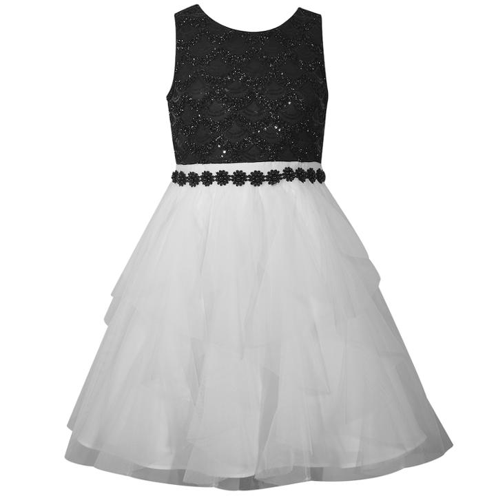Girls 7-16 Bonnie Jean Sequined Lace Beaded Trim Party Dress, Size: 16, White