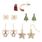Christmas Tree, Snowflake, Angel & Star Nickel Free Drop Earring Set, Women's, Multicolor