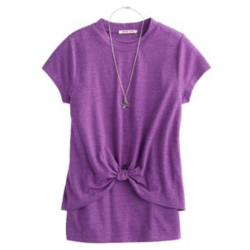 Girls 7-16 Dj & Juju Twist Front Tee With Necklace, Size: Small, Red