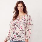 Women's Lc Lauren Conrad Flounce Peasant Top, Size: Xxl, Purple