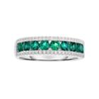 Sterling Silver Channel-set Lab-created Emerald Ring, Women's, Size: 7, Green