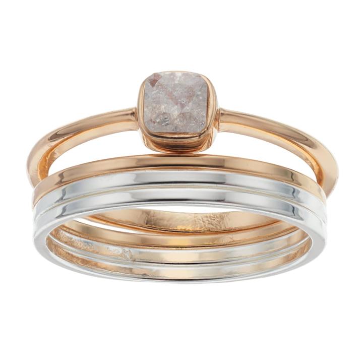 Lc Lauren Conrad Square Stone Ring Set, Women's, Size: 7, Multicolor