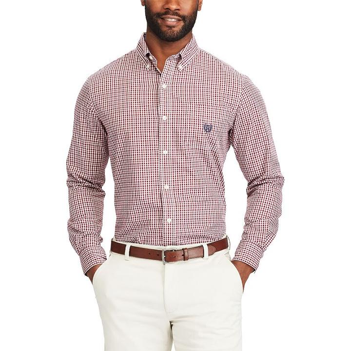 Men's Chaps Classic-fit Patterned Stretch Button-down Shirt, Size: Large, Red