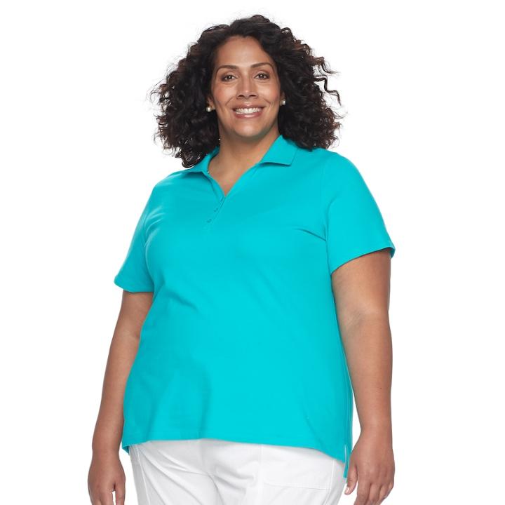 Plus Size Croft & Barrow&reg; Johnny Collar Polo, Women's, Size: 1xl, Med Blue