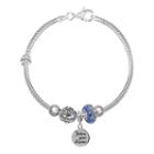 Individuality Beads Crystal Sterling Silver Snake Chain Bracelet, Bead & Follow Your Dreams Charm Set, Women's, Size: 7.5