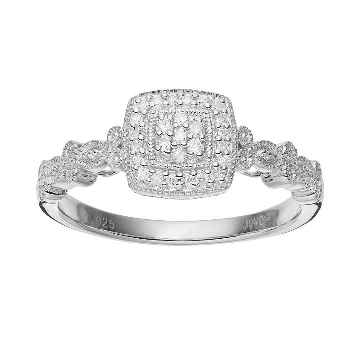 Always Yours Sterling Silver 1/10 Carat T.w. Diamond Cluster Halo Engagement Ring, Women's, Size: 7, White