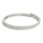 Simulated Crystal Triple Row Coil Bracelet, Women's, Silver