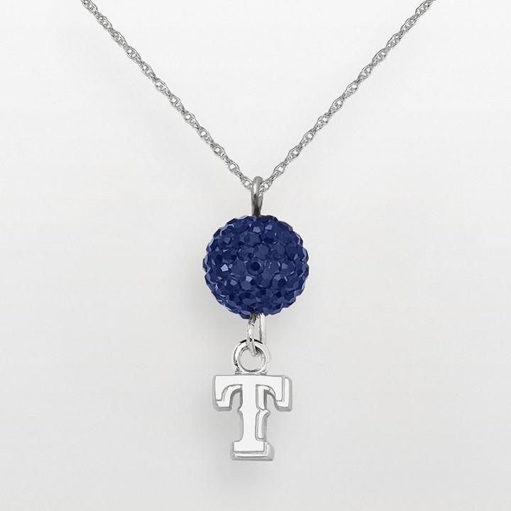 Logoart Texas Rangers Sterling Silver Crystal Logo Pendant, Women's, Size: 18, Blue