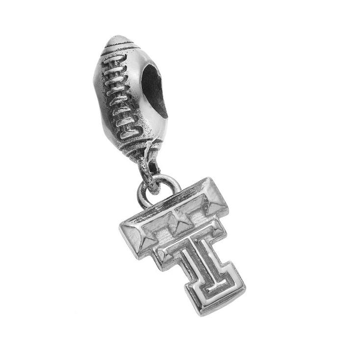 Dayna U Sterling Silver Texas Tech Red Raiders Team Logo Football Charm, Women's, Grey