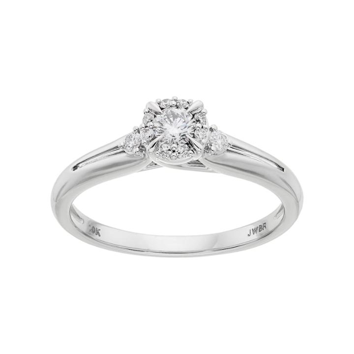 Lovemark 10k White Gold 1/4 Carat T.w. Diamond Halo Engagement Ring, Women's, Size: 7