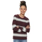 Juniors' Pink Republic Striped Sweater, Teens, Size: Medium, Red Overfl