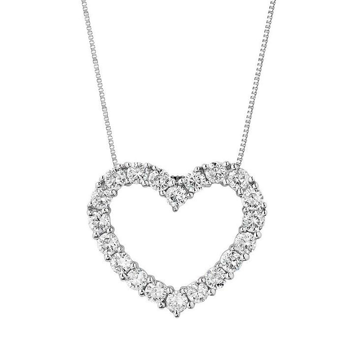 Forever Brilliant 1 1/5 Carat T.w. Lab-created Moissanite 14k White Gold Heart Pendant Necklace, Women's, Size: 18