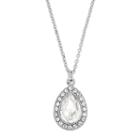 Brilliance Silver Plated Halo Teardrop Pendant With Swarovski Crystals, Women's, White